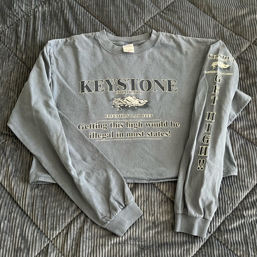Get High!! Keystone Colorado Cropped Long Sleeve T size medium